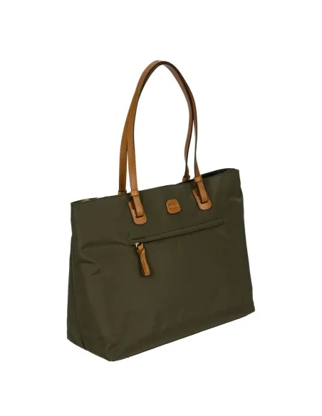 Fabric and leather shopping bag with laptop holder X-Collection
