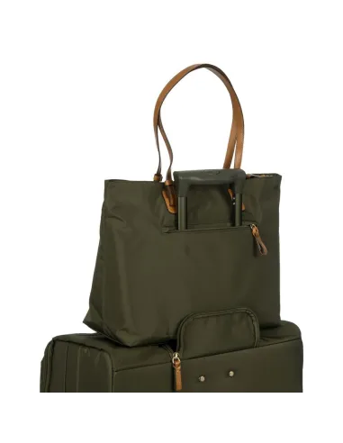 Shopping in tessuto e pelle con porta...