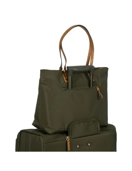 Fabric and leather shopping bag with laptop holder X-Collection