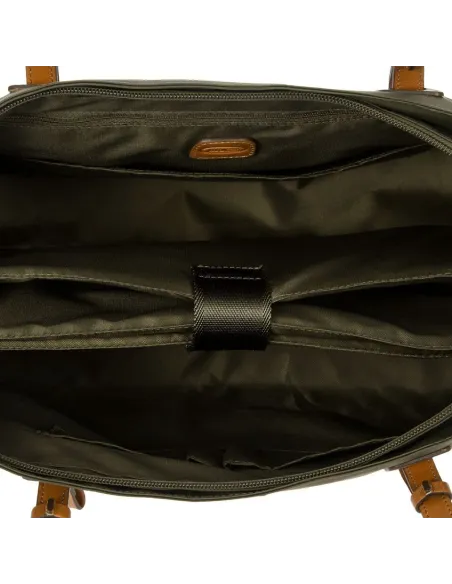 Fabric and leather shopping bag with laptop holder X-Collection