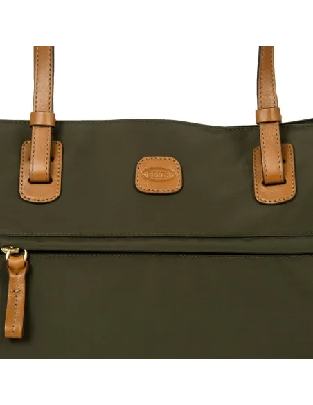 Fabric and leather shopping bag with laptop holder X-Collection