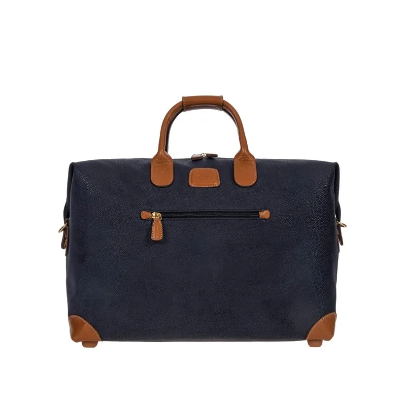 Brics Life fabric and leather duffle bag blue