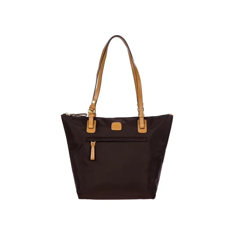 Brics fabric and leather shopping bag