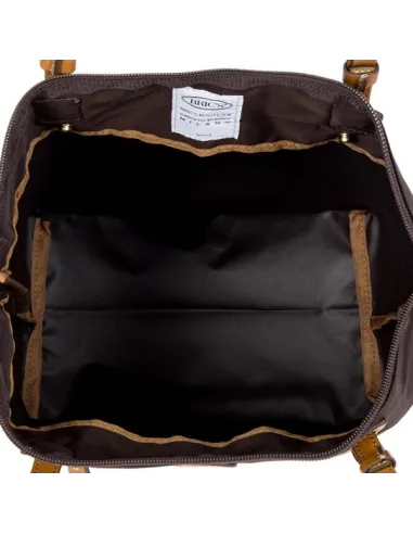 Brics fabric and leather shopping bag