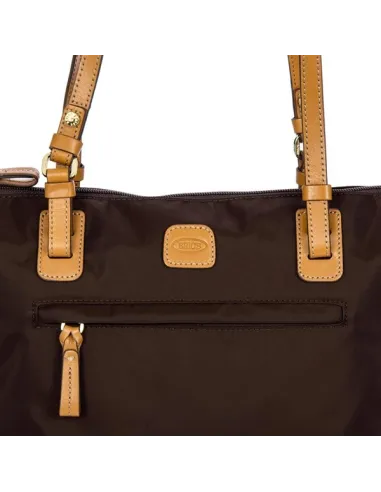 Brics fabric and leather shopping bag