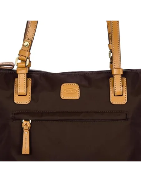 Brics fabric and leather shopping bag