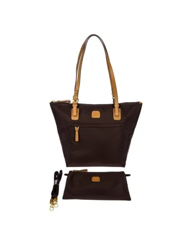 Brics fabric and leather shopping bag