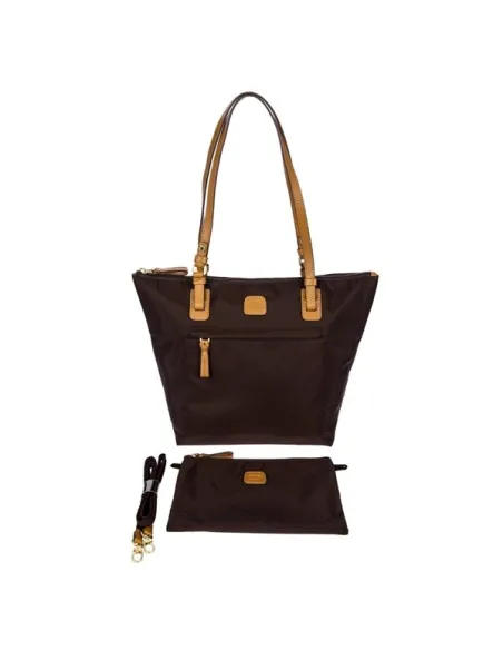 Brics fabric and leather shopping bag