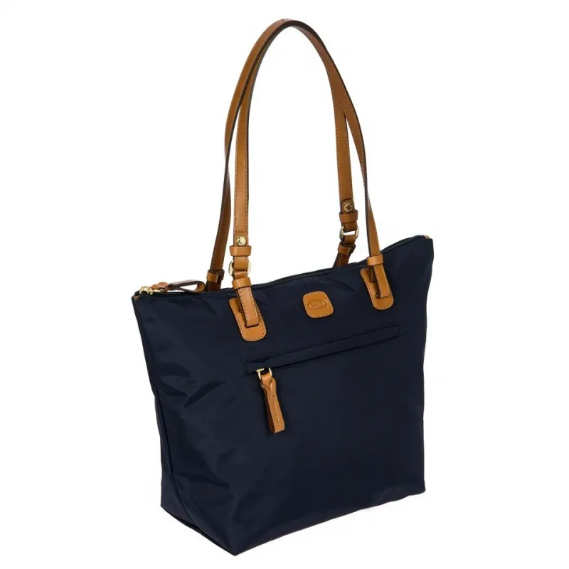 Fabric and leather medium shopping bag X-Collection 2