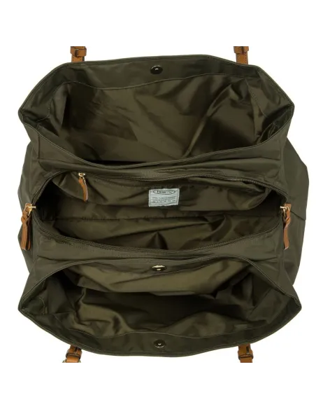 Große Einkaufstasche mit drei Fächern aus Stoff und Leder X-Collection