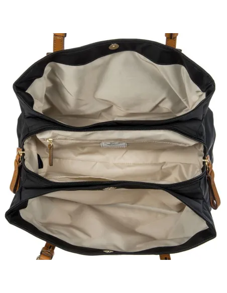 Brics Mittlere Einkaufstasche aus Stoff und Leder mit drei Fächern