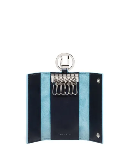 Schlüsselanhänger aus Leder mit sechs Haken und Außenkarabinerhaken B2