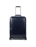 4-wheel leather trolley Blue Square