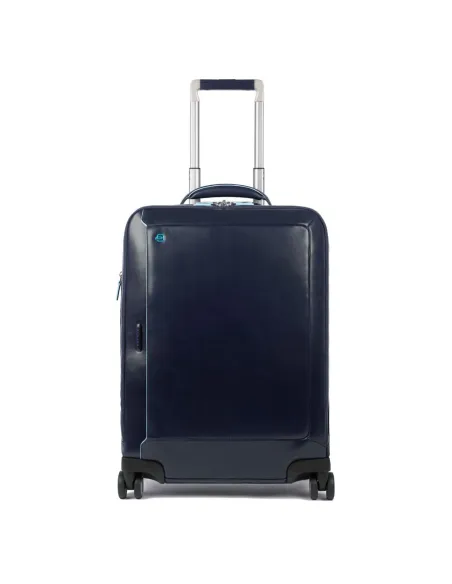 4-wheel leather trolley Blue Square