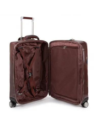 4-wheel leather trolley Blue Square