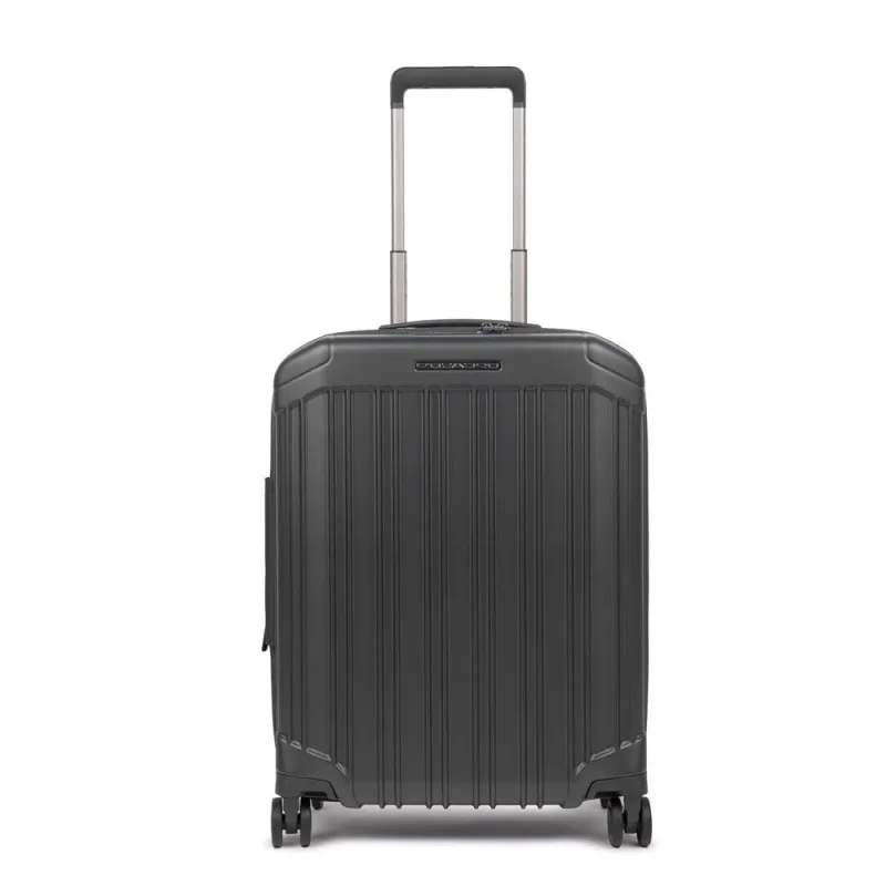 Cabin size, ultra slim expandable hardside spinner black