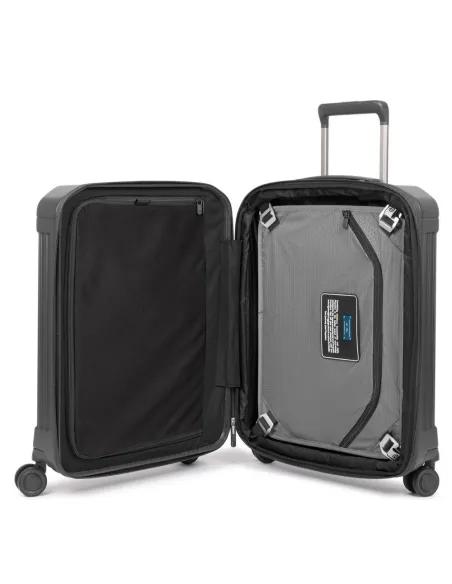 Cabin size, ultra slim expandable hardside spinner black