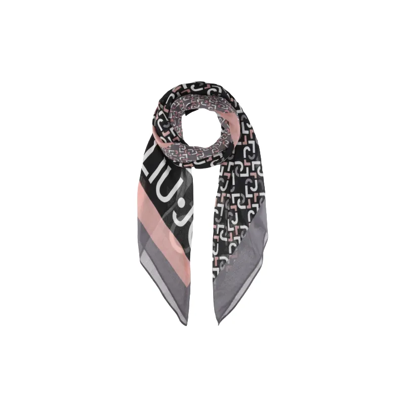 Scarf with chain logo black 2