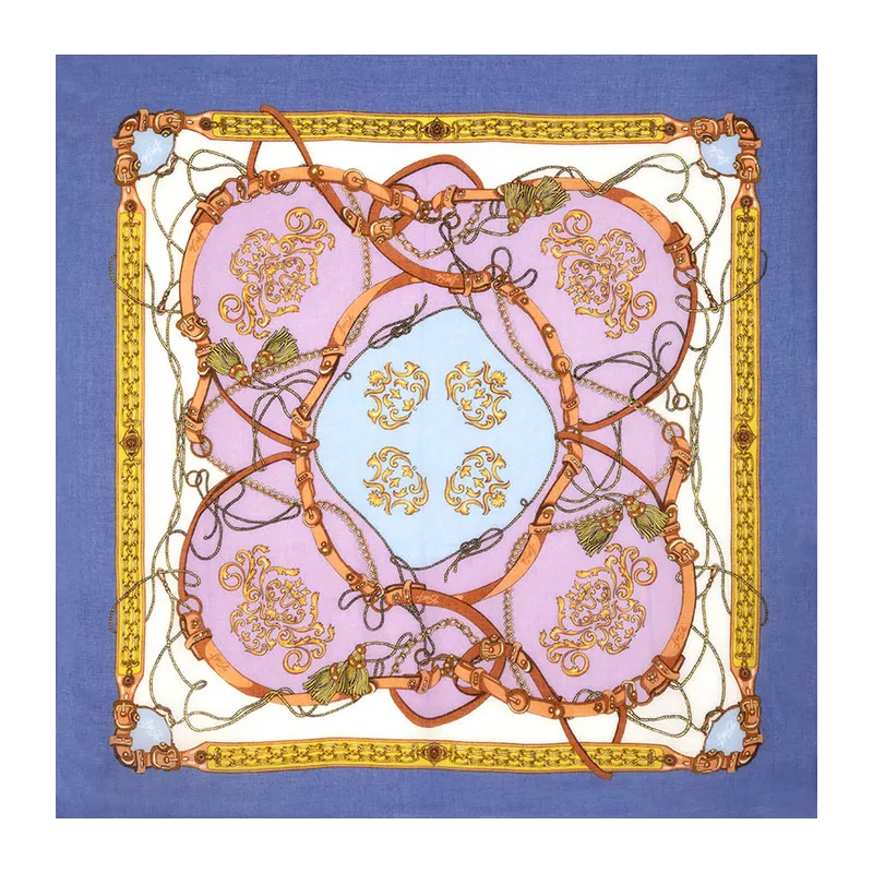 Patterned printed scarf Steel Blue