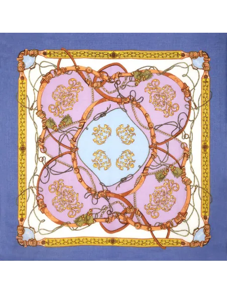 Patterned printed scarf Steel Blue