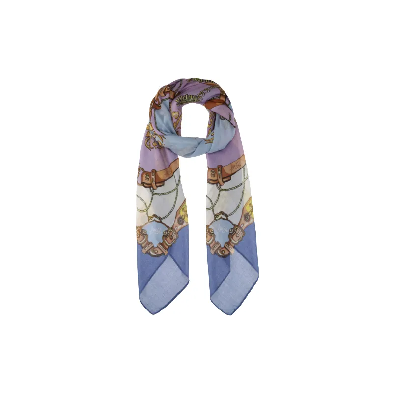 Patterned printed scarf Steel Blue 2
