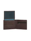 Men's wallet with zipped coin pocket and document window Harper dark brown