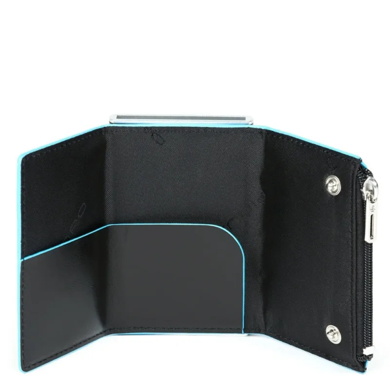 Compact wallet with money pocket Blue Square black 2