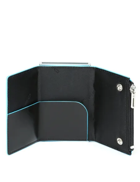 Compact wallet with money pocket Blue Square black