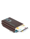 Compact Wallet für Scheine mit Münz-Fach Blue Square Dunkelbraun