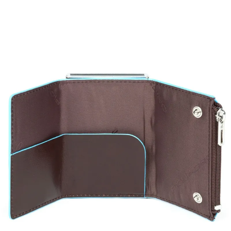 Compact wallet with money pocket Blue Square dark brown 2