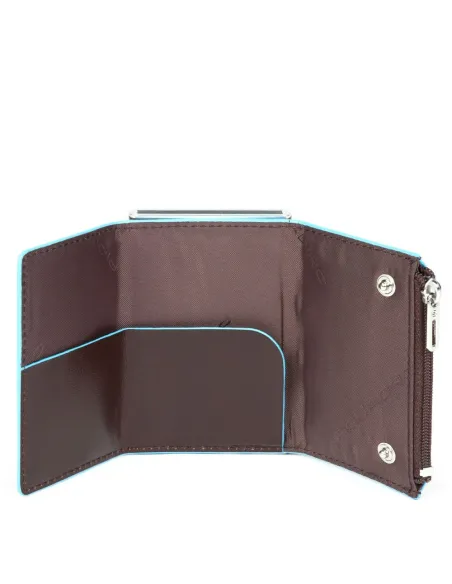 Compact Wallet für Scheine mit Münz-Fach Blue Square Dunkelbraun
