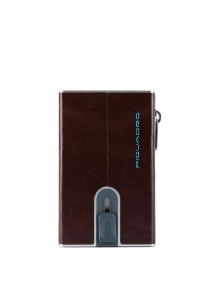Compact Wallet für Scheine mit Münz-Fach Blue Square Dunkelbraun