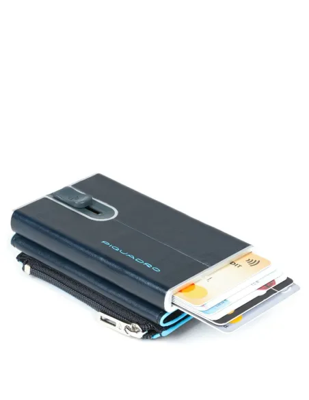 Compact Wallet für Scheine mit Münz-Fach Blue Square blau