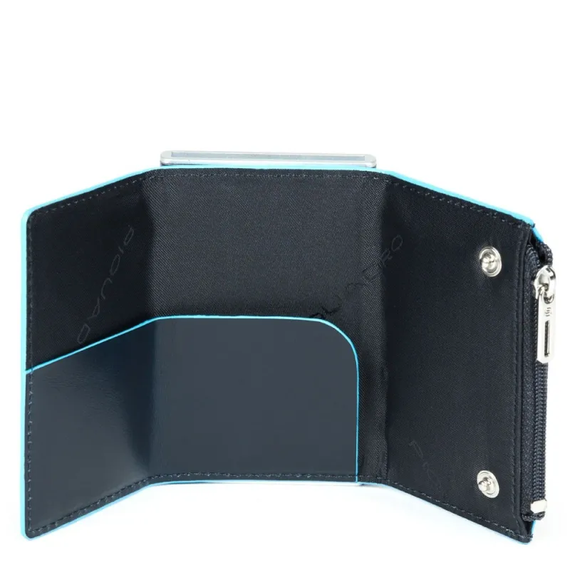 Compact wallet with money pocket Blue Square blue 2