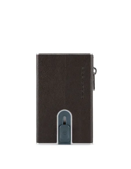 Compact wallet with money pocket dark brown