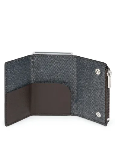 Compact wallet with money pocket dark...