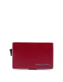 Porta carte di credito singolo in metallo Blue Square rosso