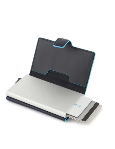 Compact wallet with sliding system Blue Square blue