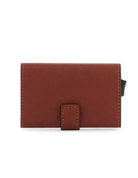 Compact wallet for Cash and credit cards Black Square brown