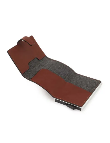 Compact wallet for Cash and credit cards Black Square brown