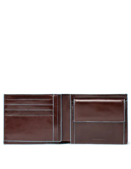 Piquadro B2 Men's wallet with coin case and document holder dark brown