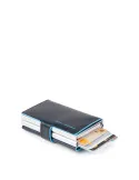 Doppeltes Compact Wallet für Kreditkarten mit Schiebesystem B2 blau
