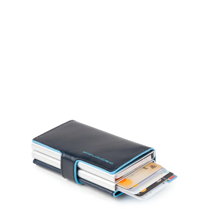 Portacarte di credito doppio Blue Square blu