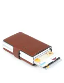 Double compact wallet for credit cards Black Square brown