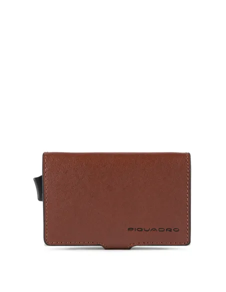Double compact wallet for credit cards Black Square brown