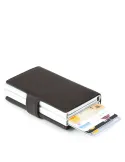 Double compact wallet for credit cards Black Square dark brown