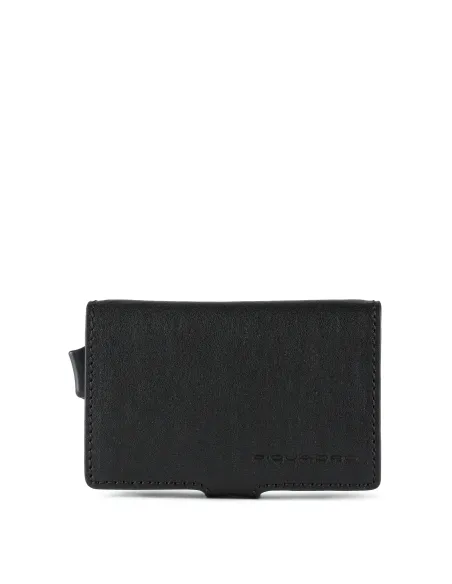 Double compact wallet for credit cards Black Square black