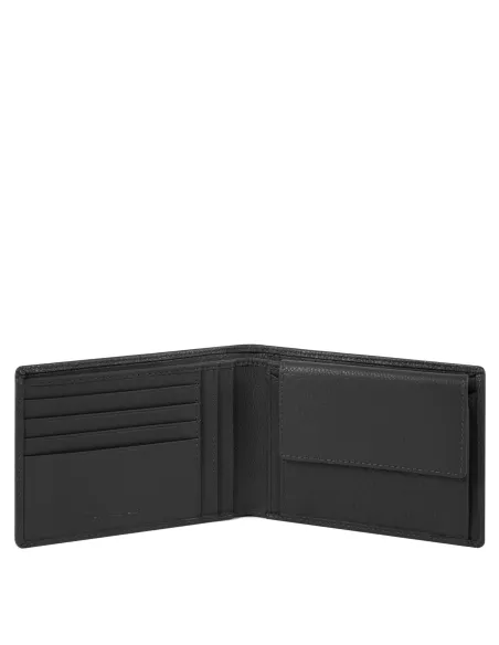 Mens wallet with coin pocket Akron black open