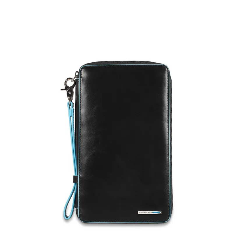 Piquadro Blue Square leather travel document holder