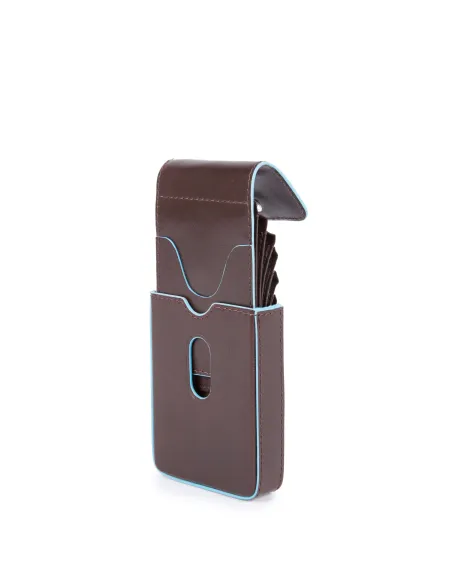 Piquadro Blue Square-Kreditkartenhalter mit einfachem Zugsystem Dunkelbraun